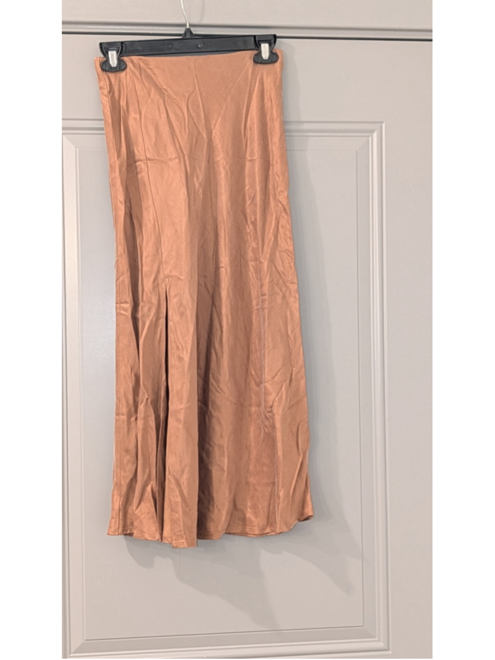 Fifteen Twenty Copper Satin Maxi Skirt XS High Waist Side Slit Made in USA